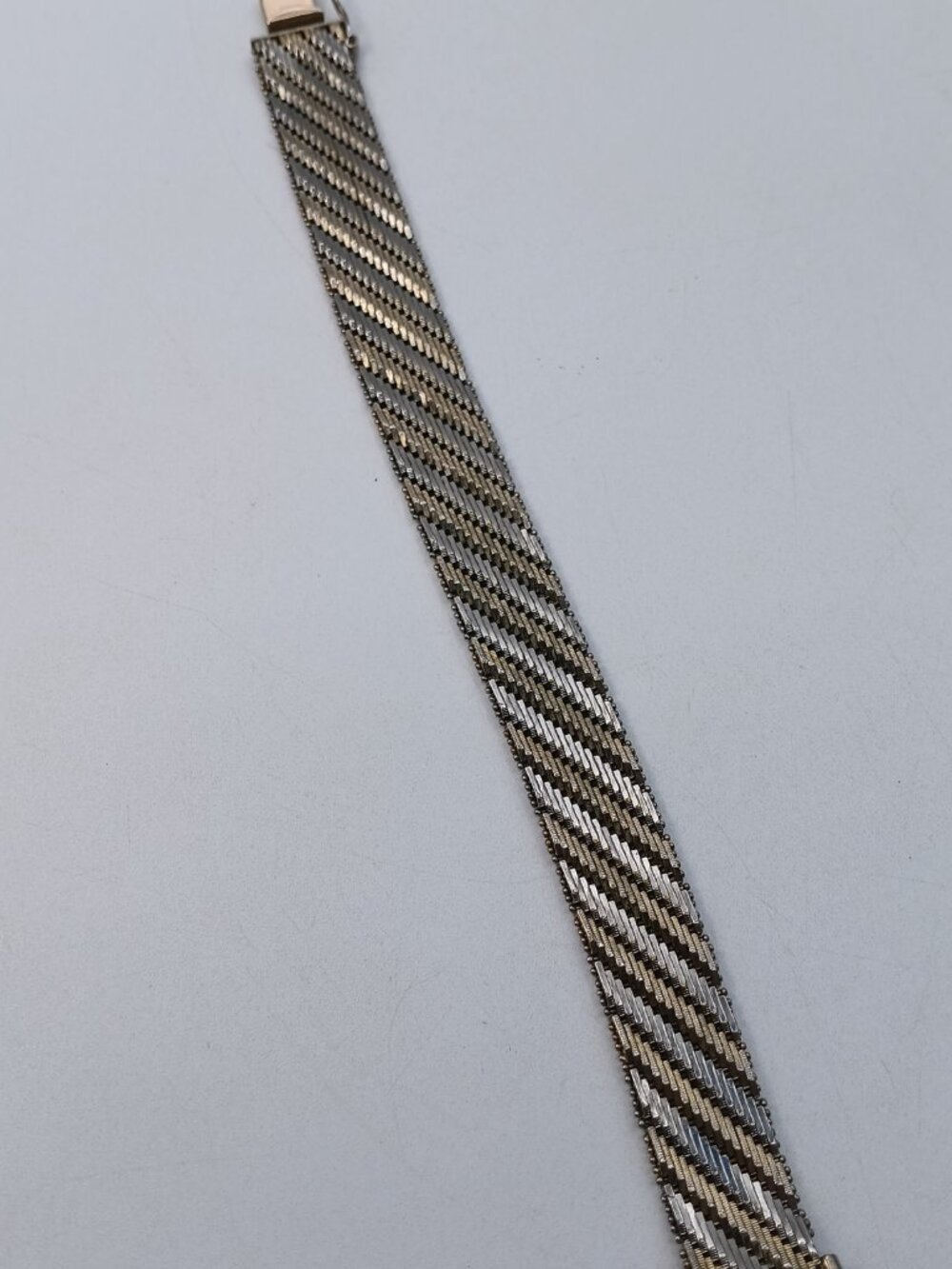 Vintage 925 Italian Sterling Silver Flat Flexible Shiny Chain Link Bracelet 7,5" - Picture 3 of 5